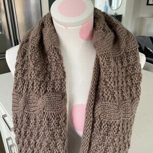 Tahari Cozy Neutral 100% Acrylic Cable Knit Infinity Scarf Taupe/Tan Sz OS